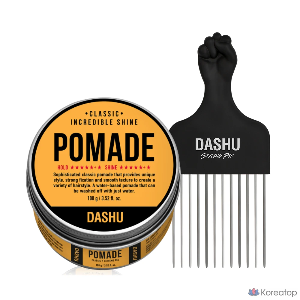 Набор для ухода DASHU Classic Incredible Shine Pomade + Styling Pick Pomade Comb, 1 шт.