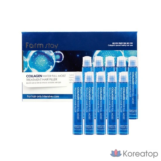 Ампульная сыворотка для волос FarmStay Collagen Water Full Moist Treatment Hair Ampoule Hair Pack, 13 мл, 1 шт.