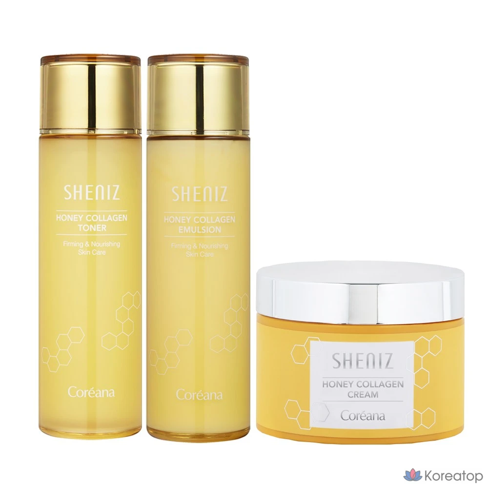 Набор для ухода Coreana Sheenys Honey Collagen 3-piece Set (Toner + Emulsion + Cream), 1 шт.