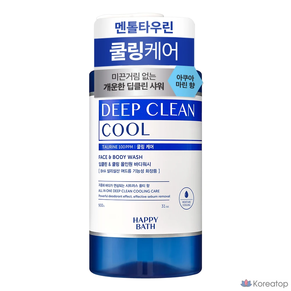 Гель для душа Happy Bath Deep Clean Menthol Cooling Care All-in-One Body Wash Aqua Marine, 900 г, 1 шт.