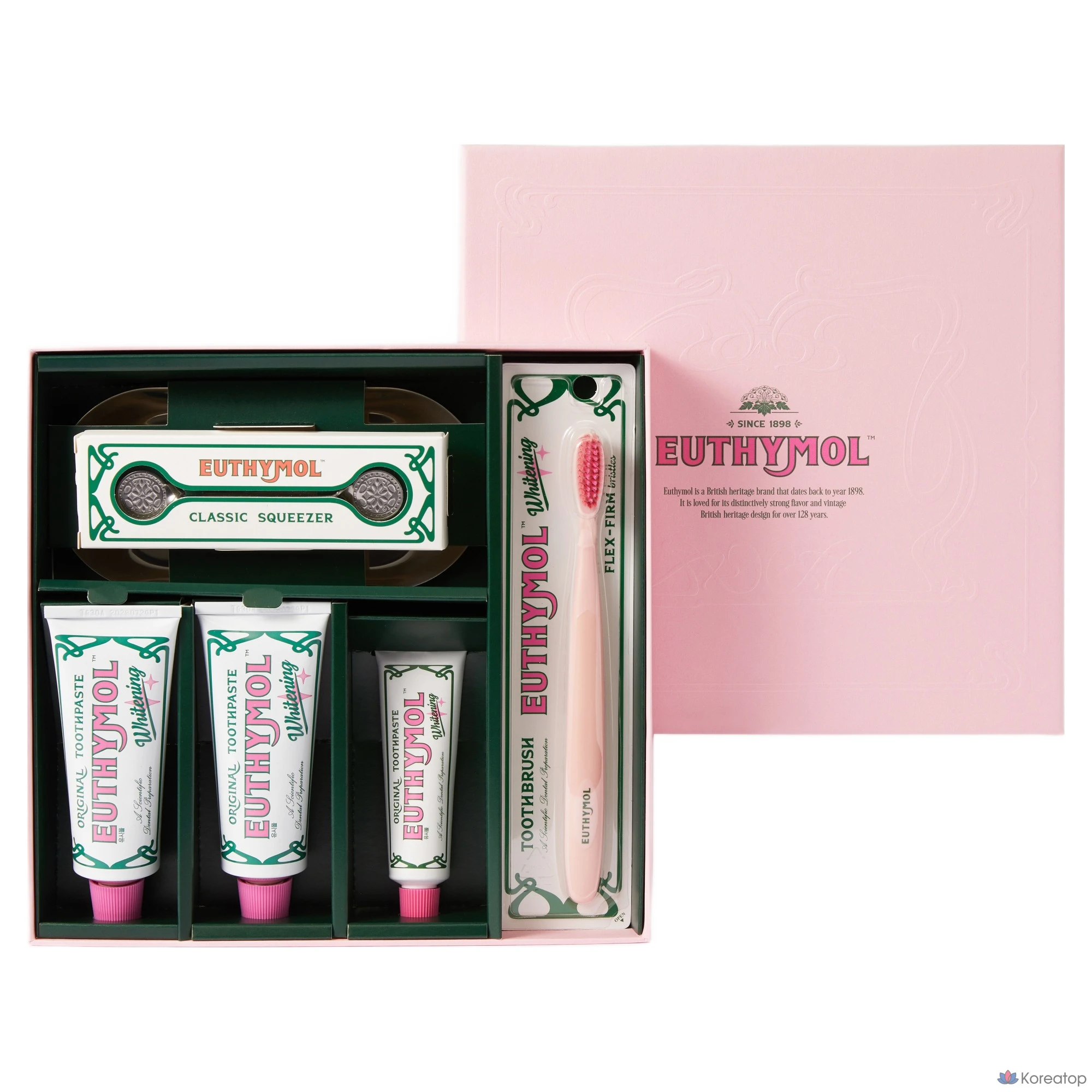 Зубная паста Euthymol Whitening TM, набор 2 шт. + зубная щетка Pink + сквизер + трей, 106 г, 1 шт.