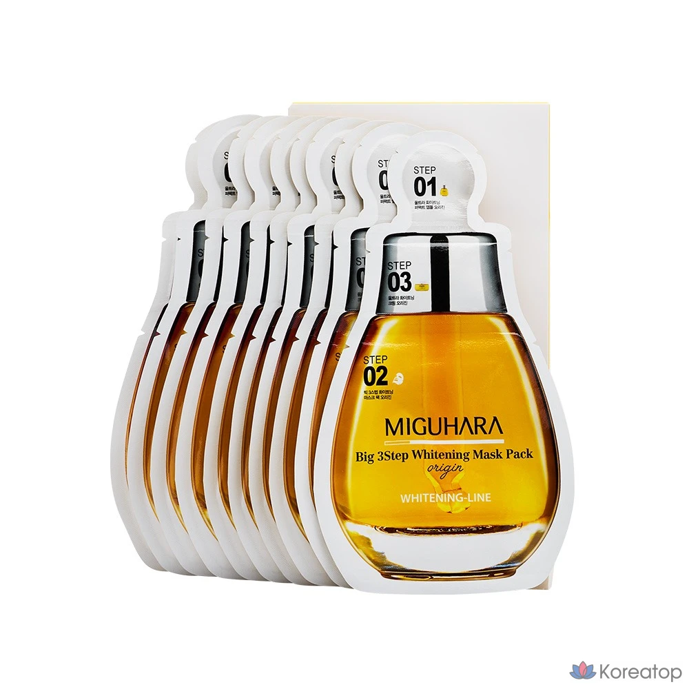 Тканевая маска для лица Miguhara Big 3 Step Whitening Mask, 10 шт.