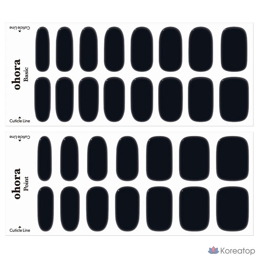 Набор гель-стрипсов для ногтей Ohora Gel Strip Nail 30-piece Set, оттенок Onyx, 30 шт.