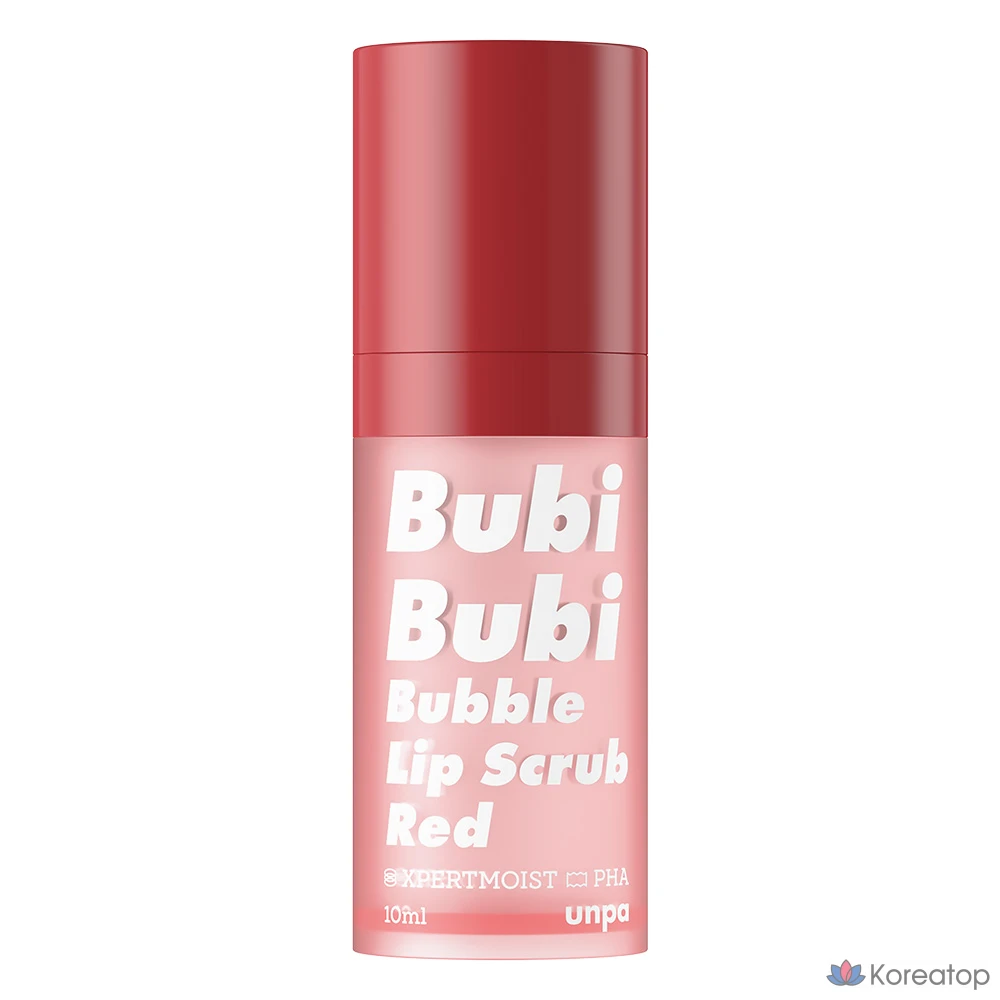 Скраб для губ UNPA Booby Booby Bubble Lip Scrub Red Beach Strawberry with PHA, оттенок Red Strawberry, 10 мл, 1 шт.