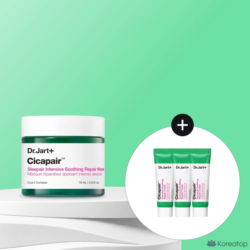 Восстанавливающая ночная маска Dr. Jart+ Cicapair Sleepair Intensive Soothing Repair Mask, 75 мл + крем 7 мл x 3, 1 шт.