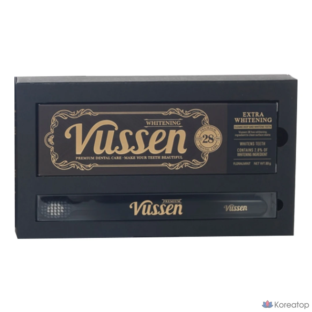 Зубная паста Vussen 28 Dental Set (паста + щетка черная), 1 шт.
