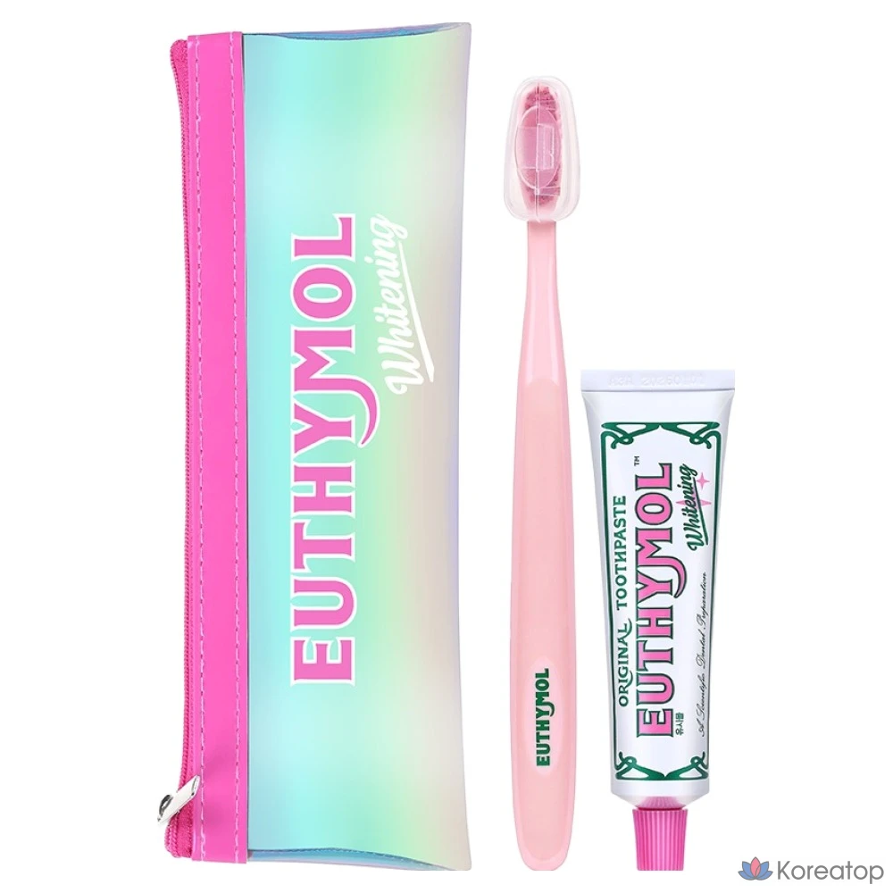 Зубная паста Euthymol Whitening Travel Set (паста 40 г + щетка + чехол), 1 шт.
