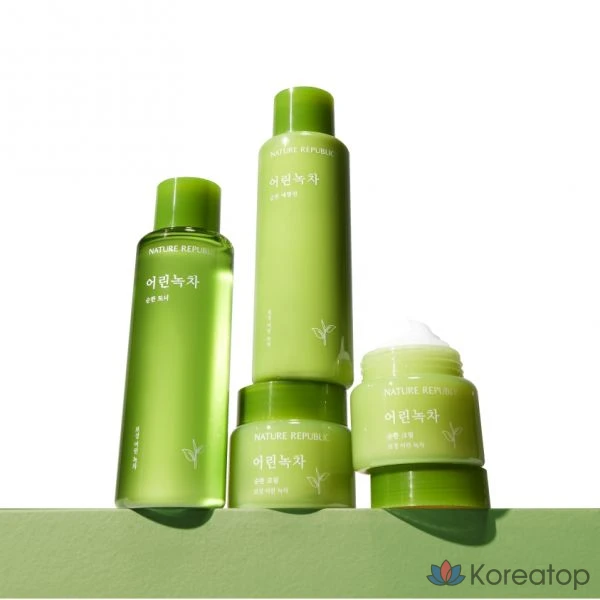 Набор для ухода Nature Republic Mild Green Tea 3-piece Set (Toner + Emulsion + Cream), 1 шт.