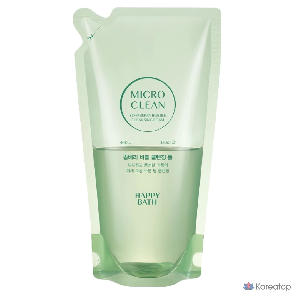 Пенка для умывания Happy Bath Micro Clean Soapberry Bubble Cleansing Foam Refill, 400 мл, 1 шт.