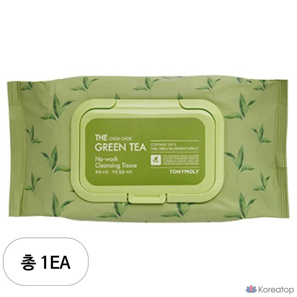 Салфетки для снятия макияжа Tony Moly The Chok Chok Green Tea No-Wash Cleansing Tissue, 100 шт.