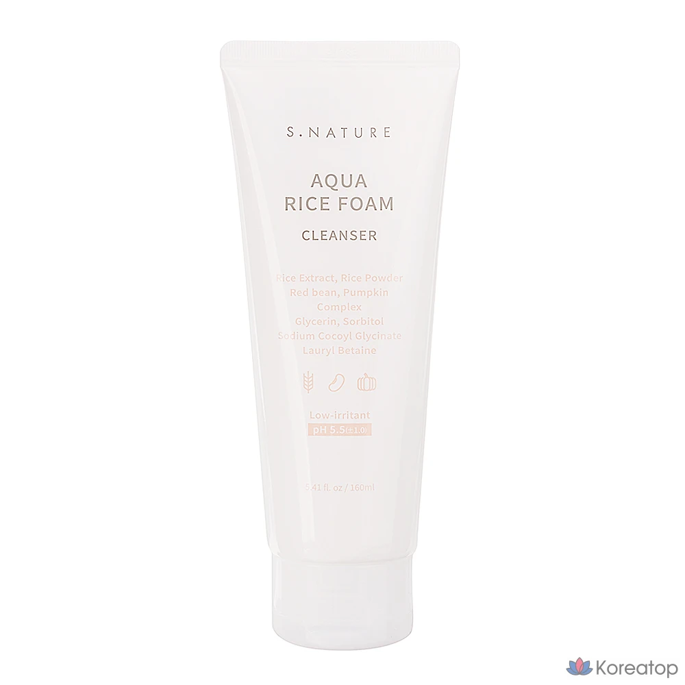 Очищающая пенка S.NATURE Aqua Rice Low pH Cleansing Foam, 160 мл, 1 шт.