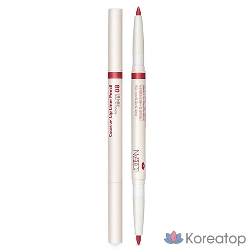 Лайнер для губ L'OCEAN Auto Dual Lip Liner, оттенок 08 Romantic Pink, 0.5 г, 1 шт.