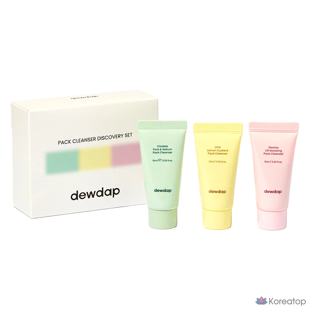 Набор для ухода dewdap Pack Cleanser Mini 3-piece Set (Pore Soothing + Elasticity + Brightening), 1 шт.