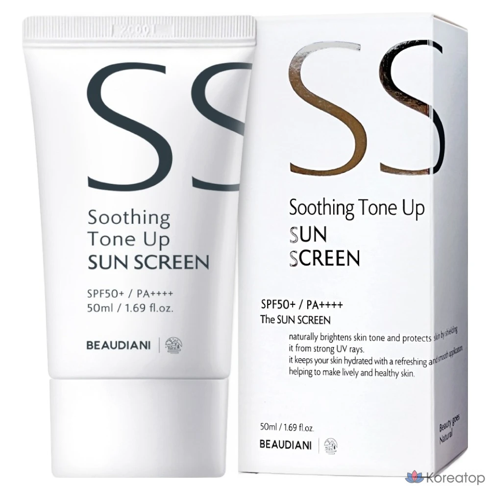 Солнцезащитный крем Beaudiani Soothing Tone-up Sunscreen SPF50+ PA++++, 50 мл, 1 шт.
