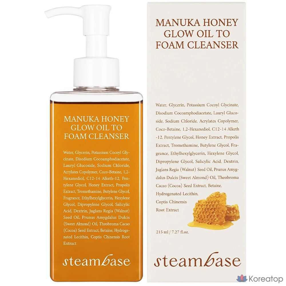 Очищающая пенка Steambase Manuka Honey Glow Oil-to-Foam Cleanser, 215 мл, 1 шт.