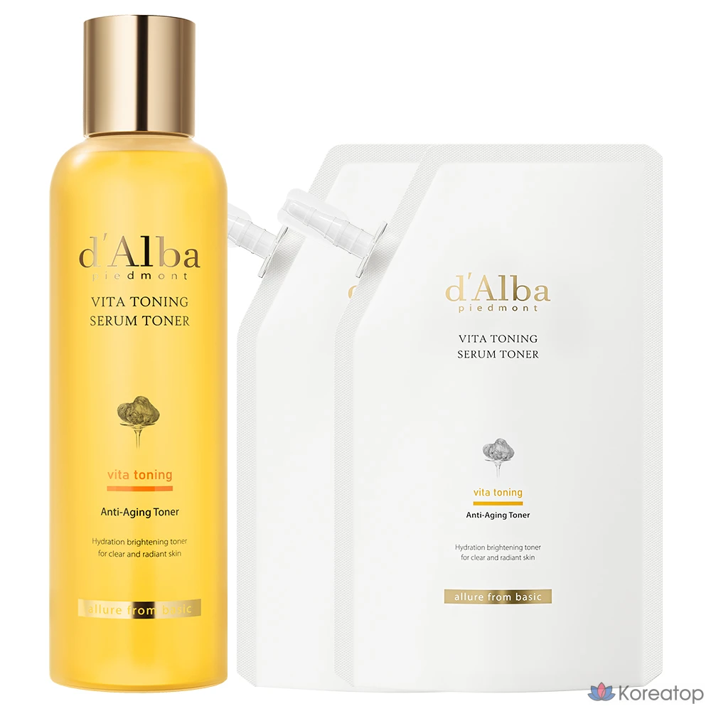Тонер d'Alba Vita Toning Serum Toner, 180 мл + сменный блок 180 мл, 3 шт.