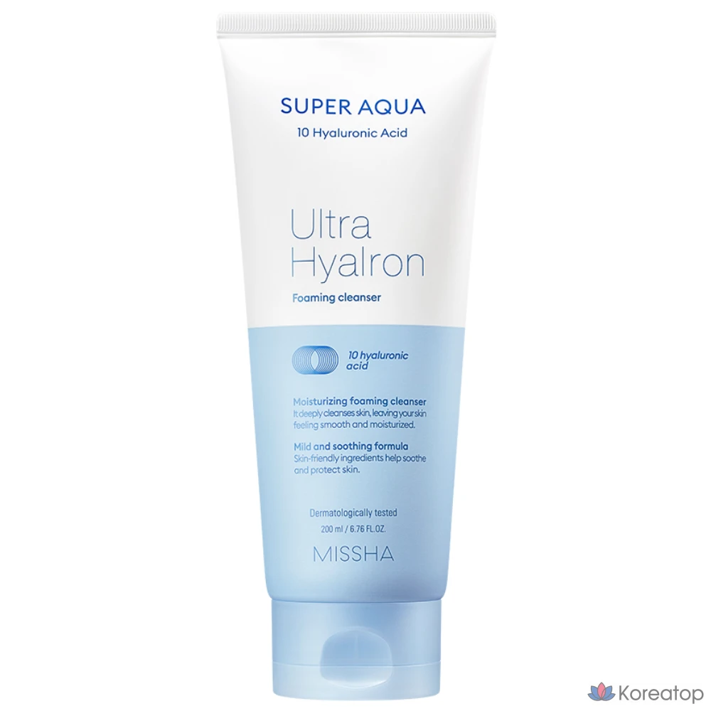 Пенка для умывания Missha Super Aqua Ultra Hyalon Foaming Cleanser, 200 мл, 1 шт.