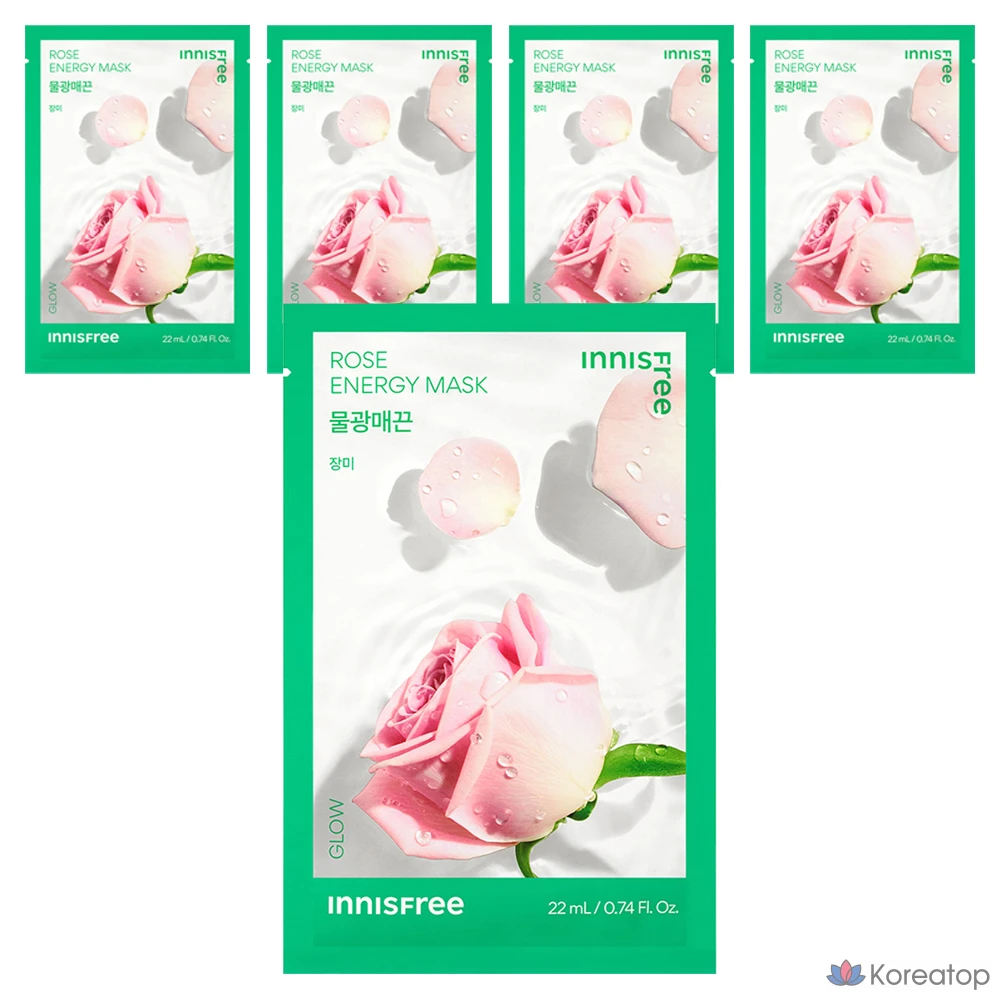 Тканевая маска для лица Innisfree New Rose Energy Mask, 22 мл, 5 шт.