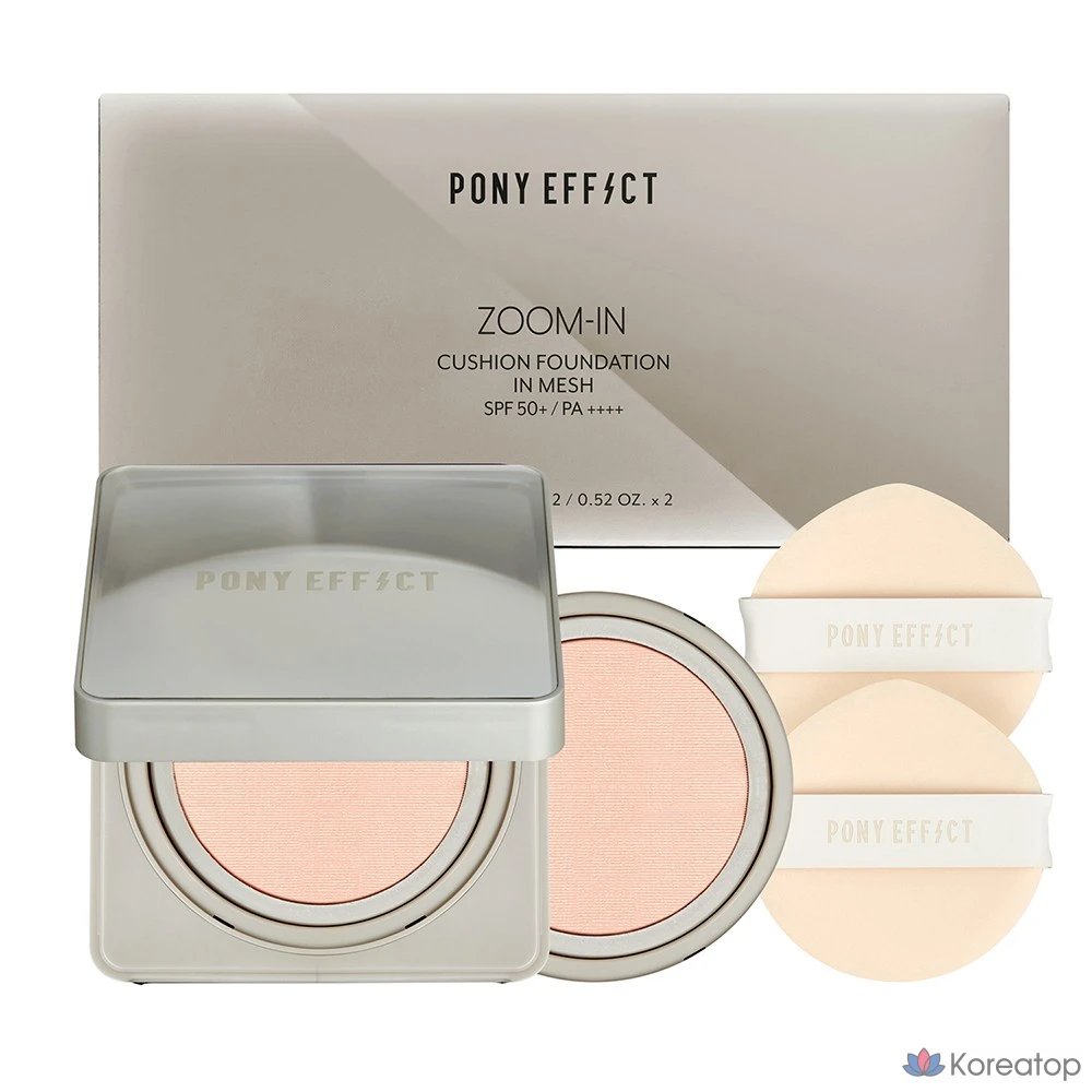 Кушон Pony Effect Zoom In Cushion Foundation In Mesh, оттенок 002 Natural Ivory 21, 15 г + 15 г, 1 шт.