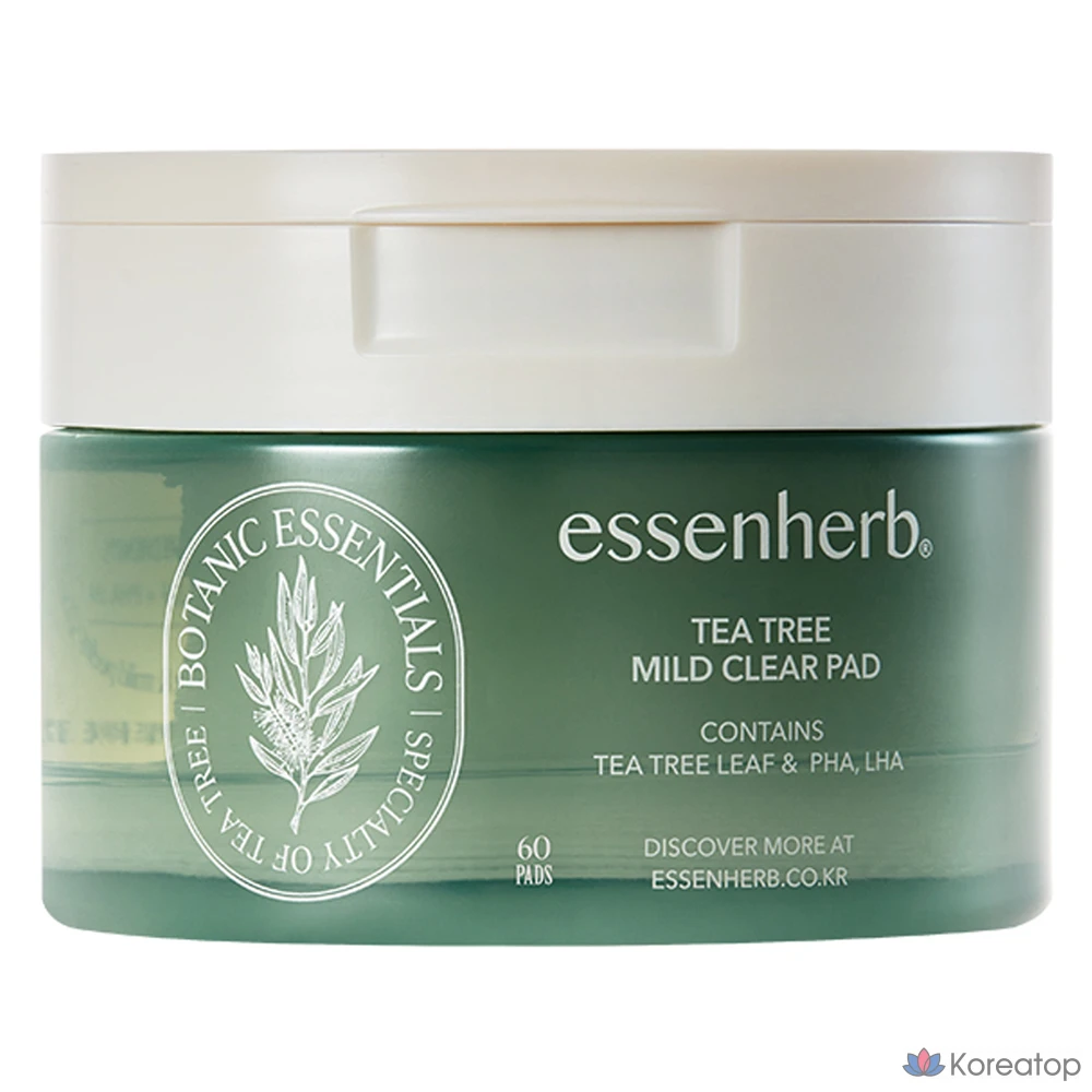 Пэды для лица EssenHerb Tea Tree Mild Clear Pad, 160 г, 60 шт.