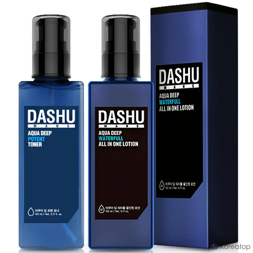 Набор для ухода DASHU Men's Aqua Deep Poten Toner + Waterful All-in-One Lotion Set, 1 шт.