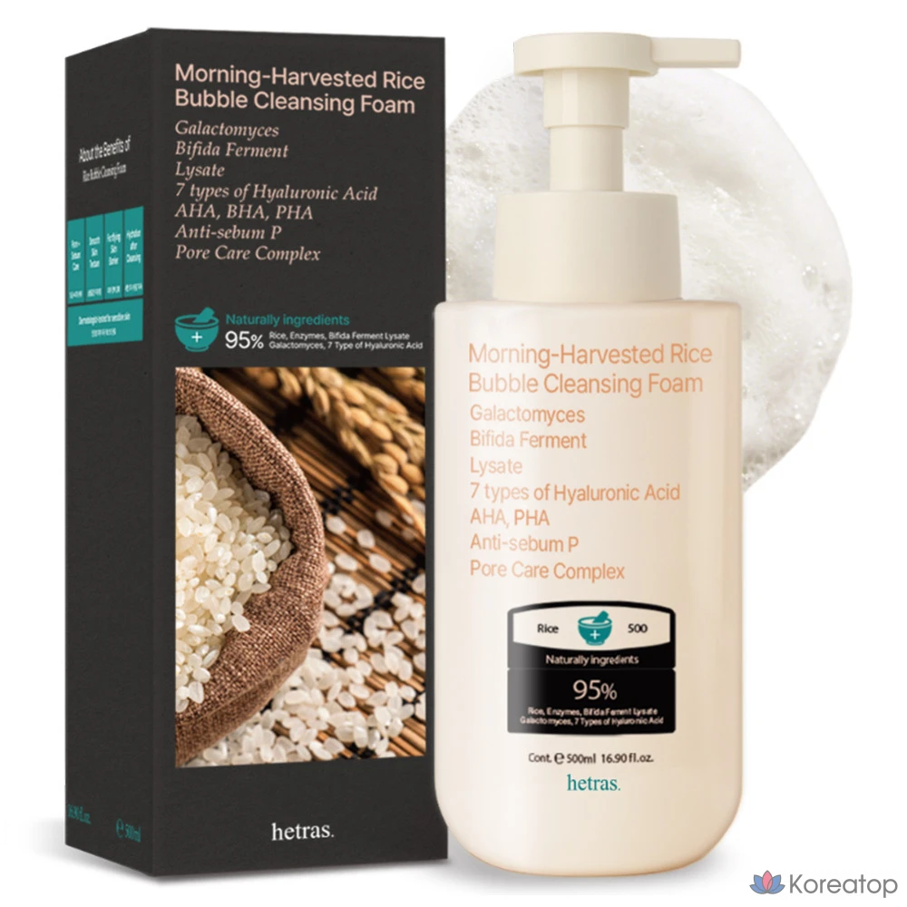 Пенка для умывания HETRAS Morning Rice Mild Acidic Bubble Cleansing Foam, 500 мл, 1 шт.