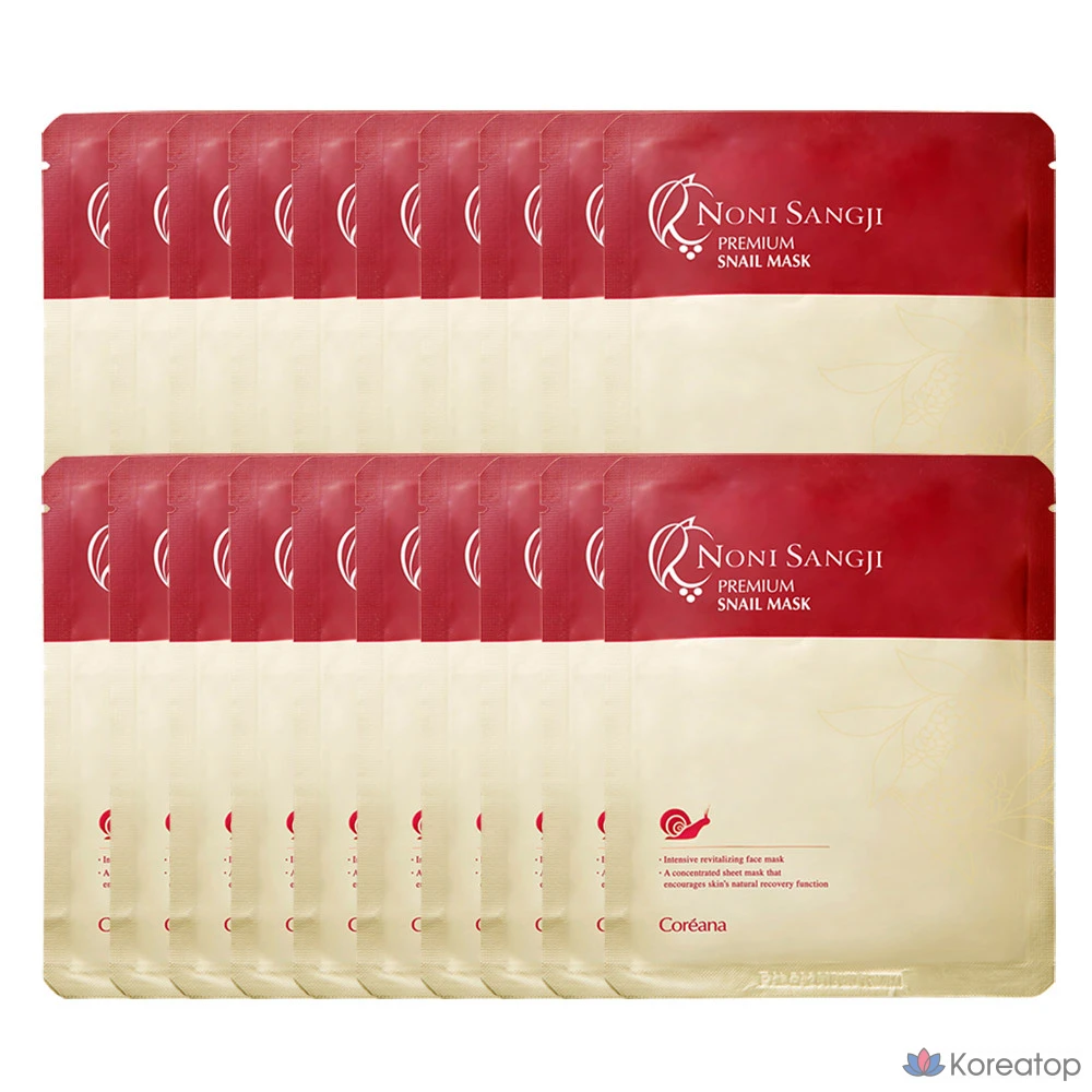 Тканевая маска для лица Coreana Noni Sangji Premium Snail Mask, 20 шт.