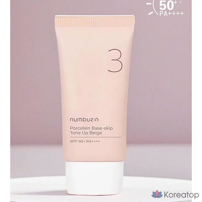 Тональный крем Numbuzin No.3 Porcelain Base-Skip Tone Up Beige SPF50+ PA++++, 50 мл, 1 шт.
