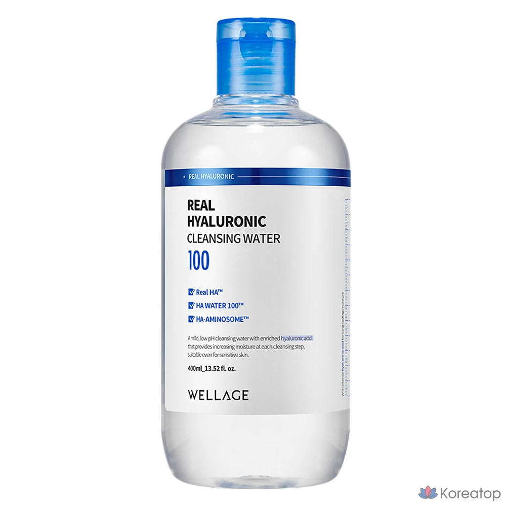Очищающая вода WELLAGE Real Hyaluronic Cleansing Water, 400 мл, 1 шт.