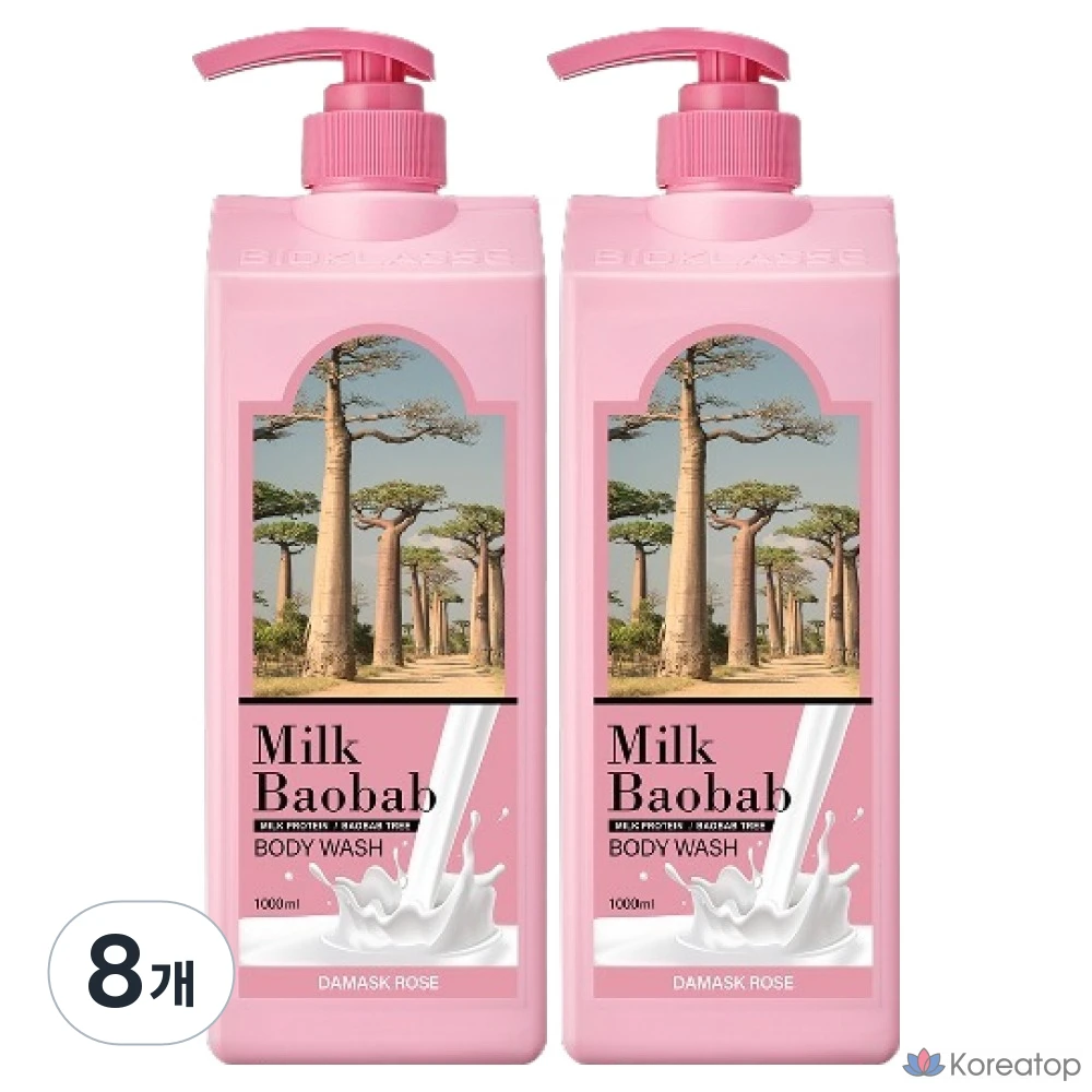 Гель для душа Milk Baobab Body Wash Damask Rose, 1 л, 8 шт.
