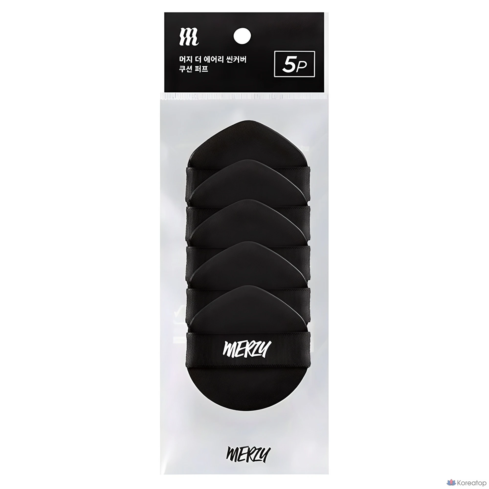 Кушон-пудра MERZY The Airy Thin Cover Cushion Puff, цвет Black, 5 шт.