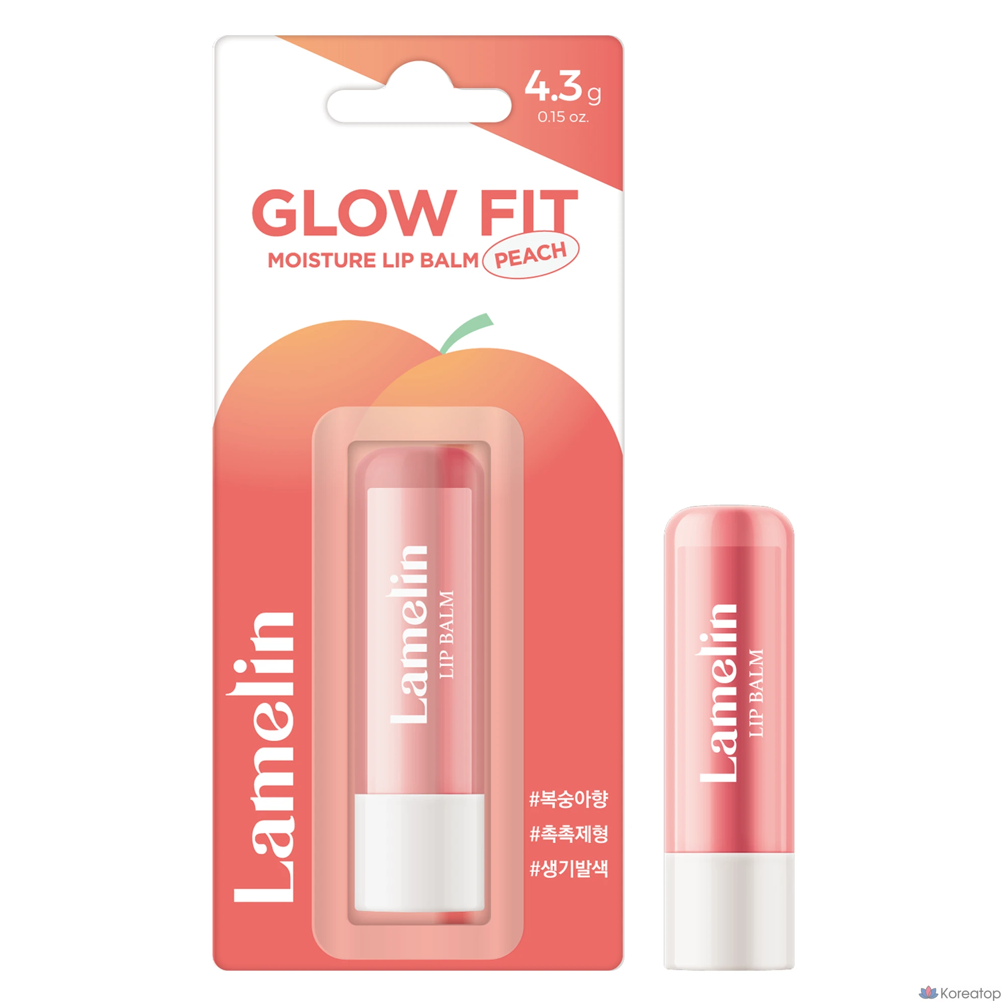 Бальзам для губ Lamelin Glow Fit Moisture Lip Balm, оттенок Peach Pink, 4.3 г, 1 шт.