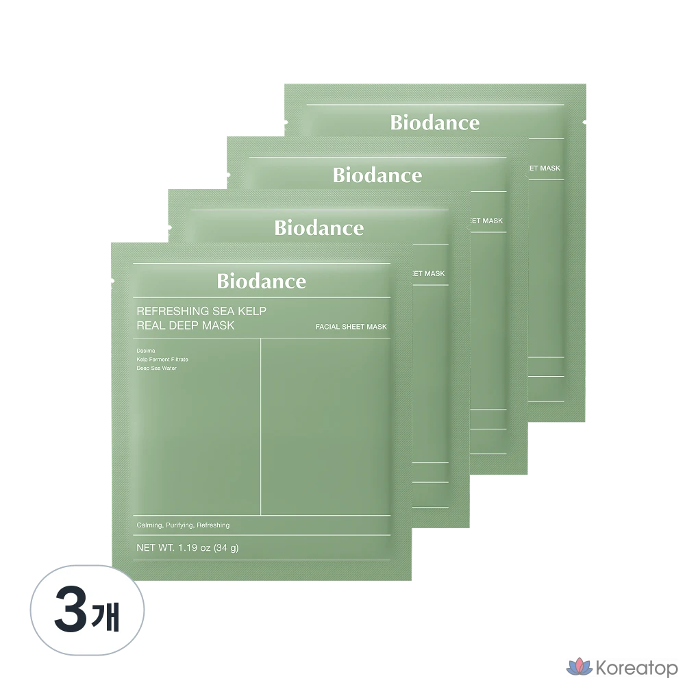 Тканевая маска для лица Biodance Refreshing Sea Kelp Real Deep Mask, 12 шт.