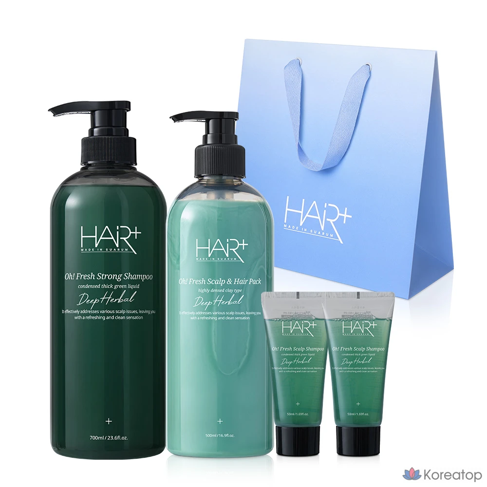 Шампунь Hair Plus O-Fresh Cool Shampoo + Hair Pack Gift Set (для жирной кожи головы, против перхоти, против выпадения волос), 1 шт.