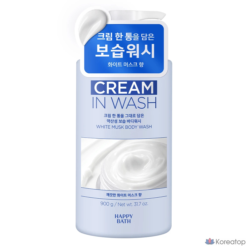 Гель для душа Happy Bath Cream In Low pH Moisture Body Wash, аромат White Musk, 900 г, 1 шт.