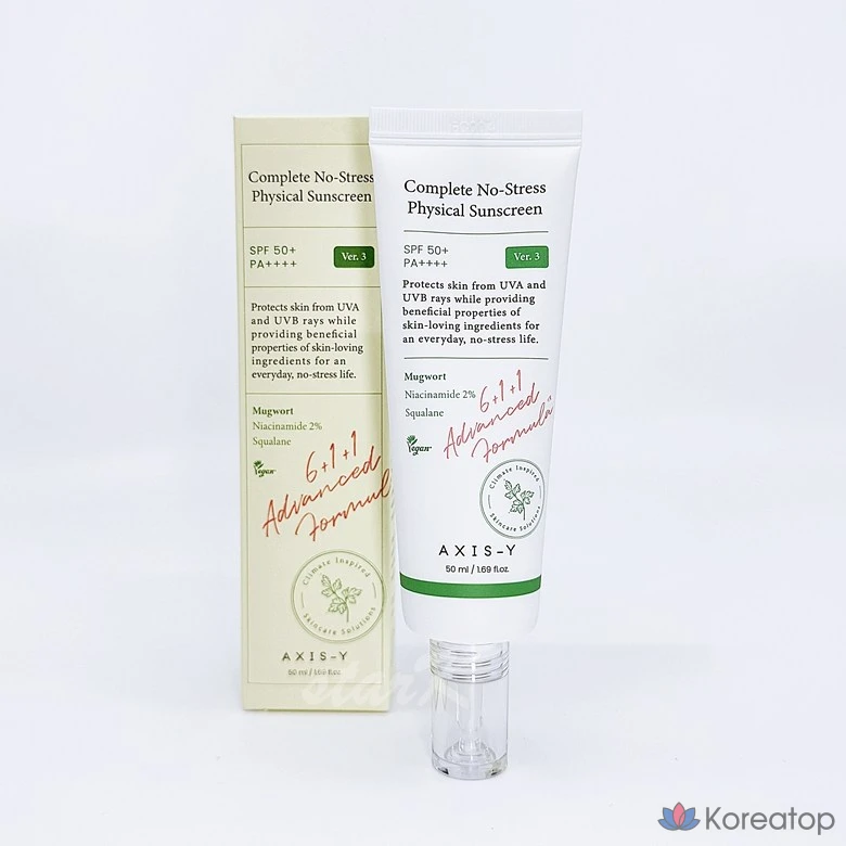 Солнцезащитный крем Axis-Y Complete No-Stress Physical Sunscreen SPF50+ PA++++, 50 мл, 1 шт.