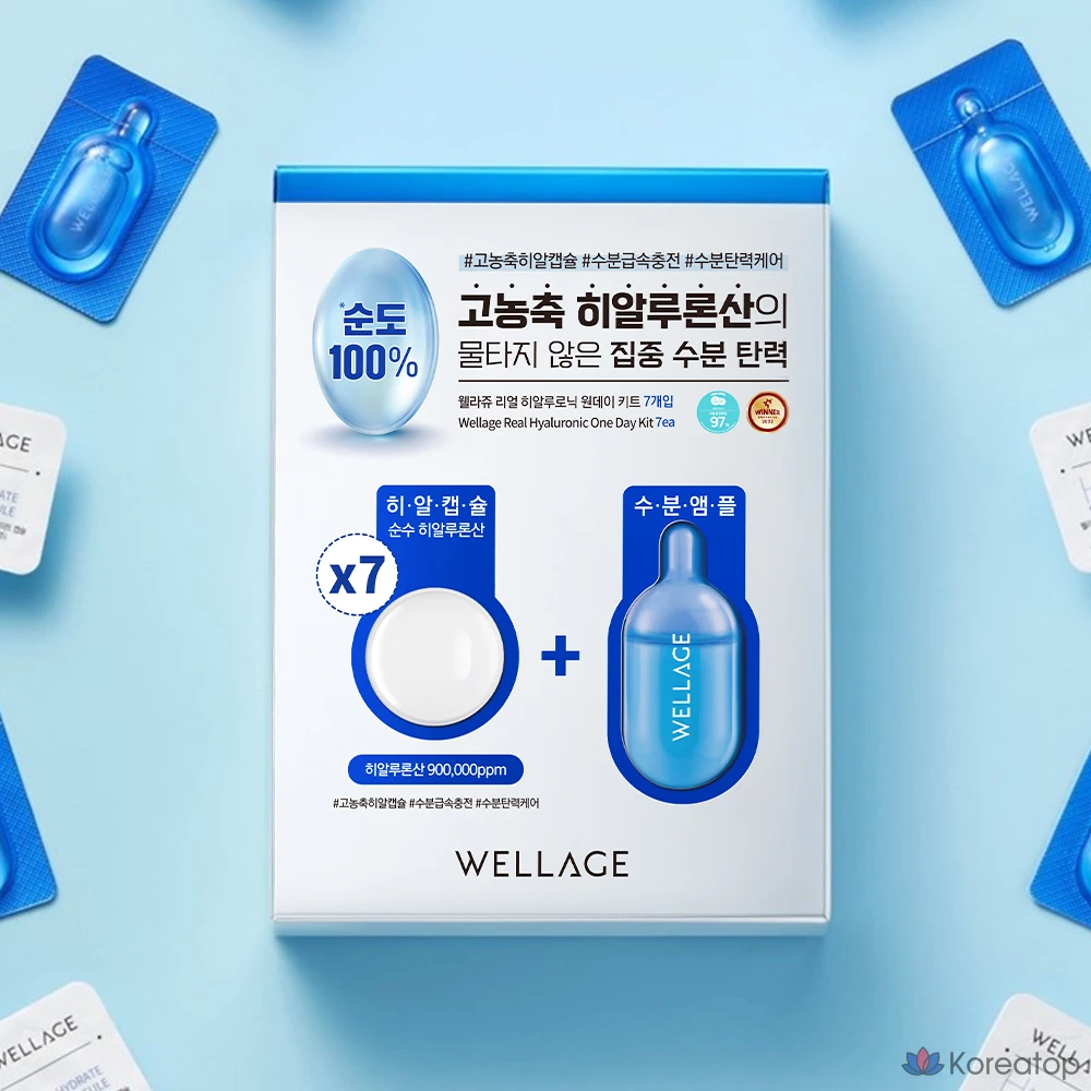 Набор для ухода WELLAGE Real Hyaluronic One Day Kit 7-piece Set, 1 шт.