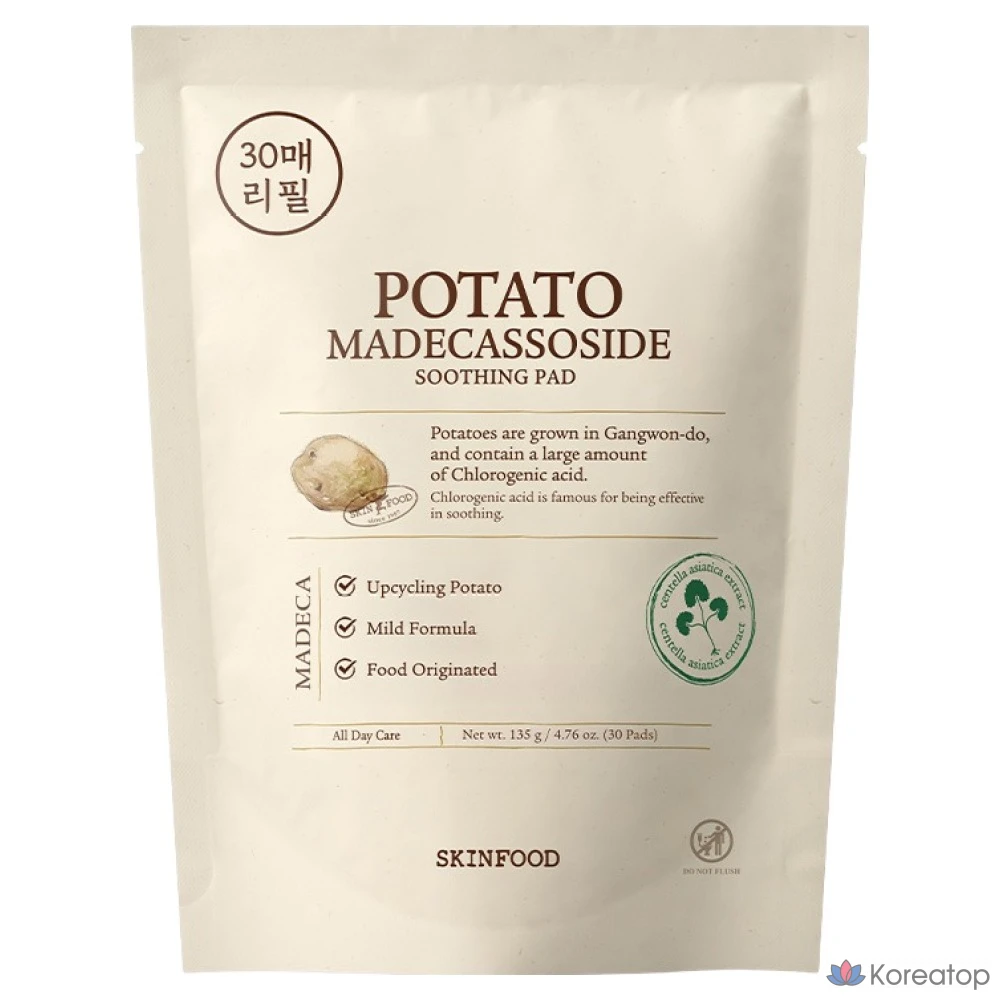 Пэды Skinfood Potato Madecassoside Soothing Pad, 135 г, 30 шт.