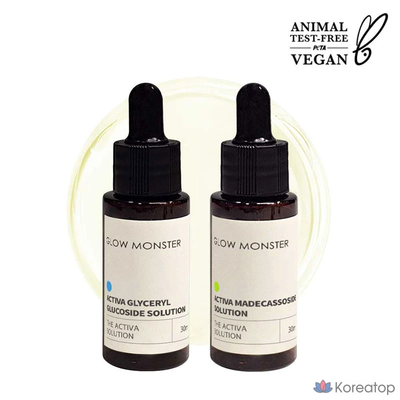 Ампульная сыворотка Glow Monster Activa Glycerylglucoside Solution + Activa Madecassoside Cica Solution, 60 мл, 1 шт.