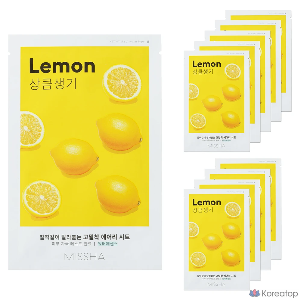 Тканевая маска для лица Missha Airy Fit Sheet Mask Lemon, 10 шт.