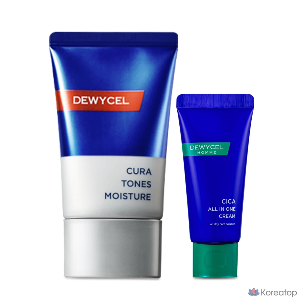 Набор для ухода DEWYCEL Homme Curatones Moisture 40ml SPF50+ PA+++ Cica All-in-one 30ml Natural Cover Tone Care Skin Lotion Duo Set, 1 шт.