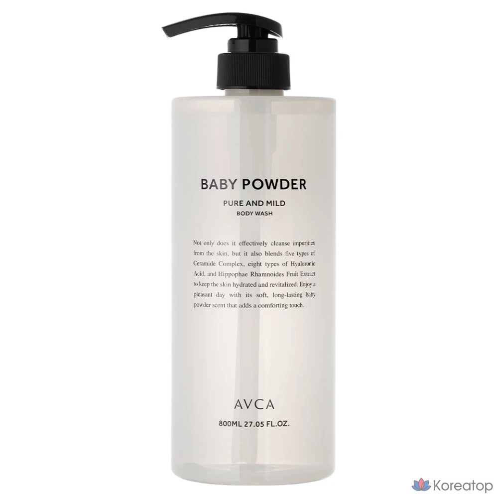 Гель для душа AVCA Pure & Mild Perfumed Body Wash Baby Powder, 800 мл, 1 шт.