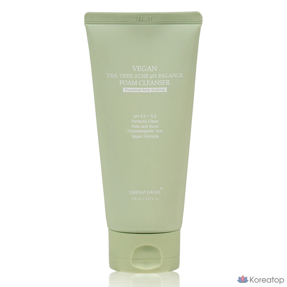 Пенка для умывания Dermashare Vegan Tea Tree Acne Functional Acne pH Balance Mildly Acidic Foam Cleanser, 150 мл, 1 шт.