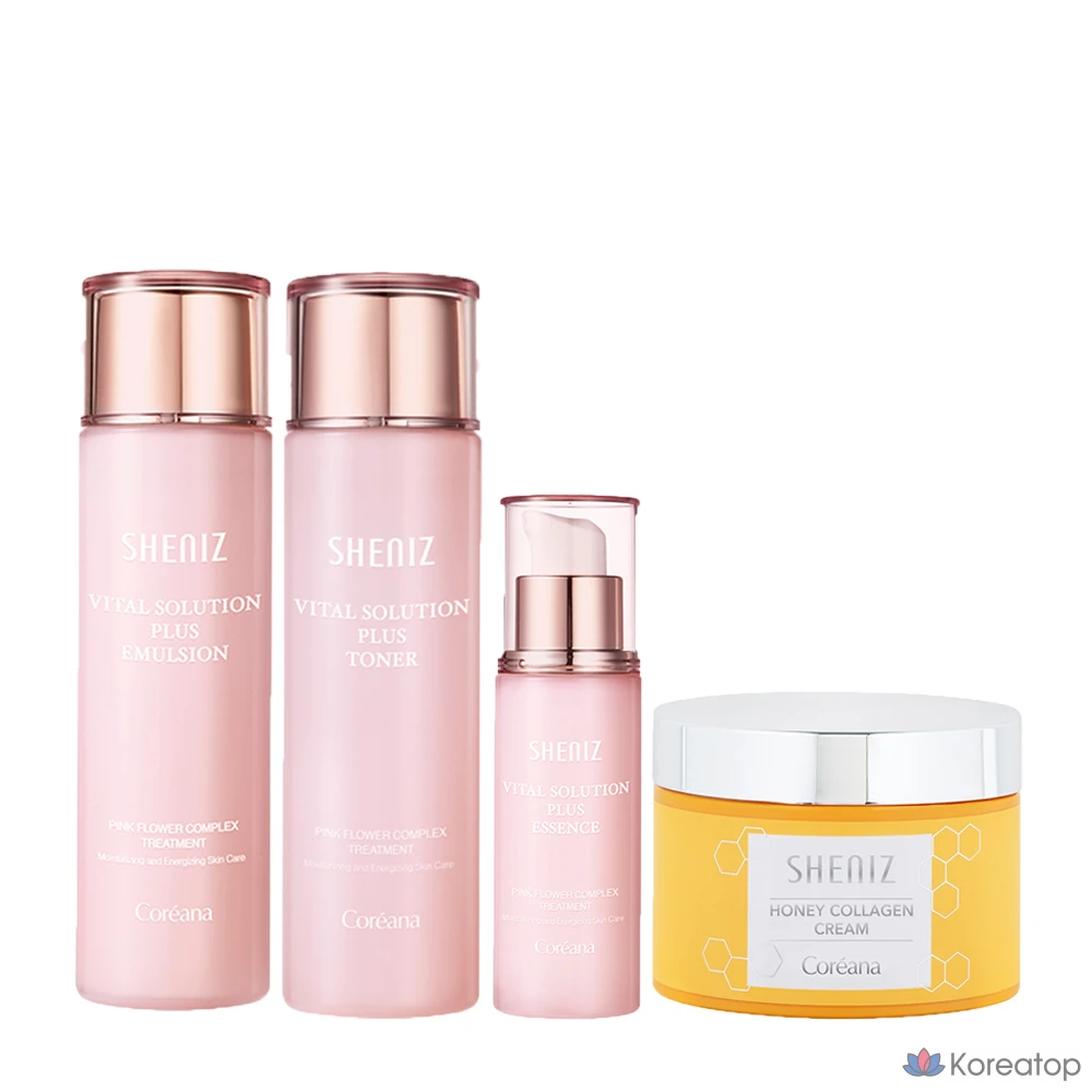 Набор для ухода Coreana Shinee Vital Skin Toner 150ml + Emulsion 150ml + Essence 55ml + Honey Collagen Nutrition Cream 100ml, 1 шт.