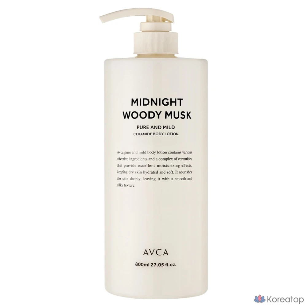 Лосьон для тела AVCA Pure &amp; Mild Ceramide Body Lotion Midnight Woody Musk, 800 мл, 1 шт.