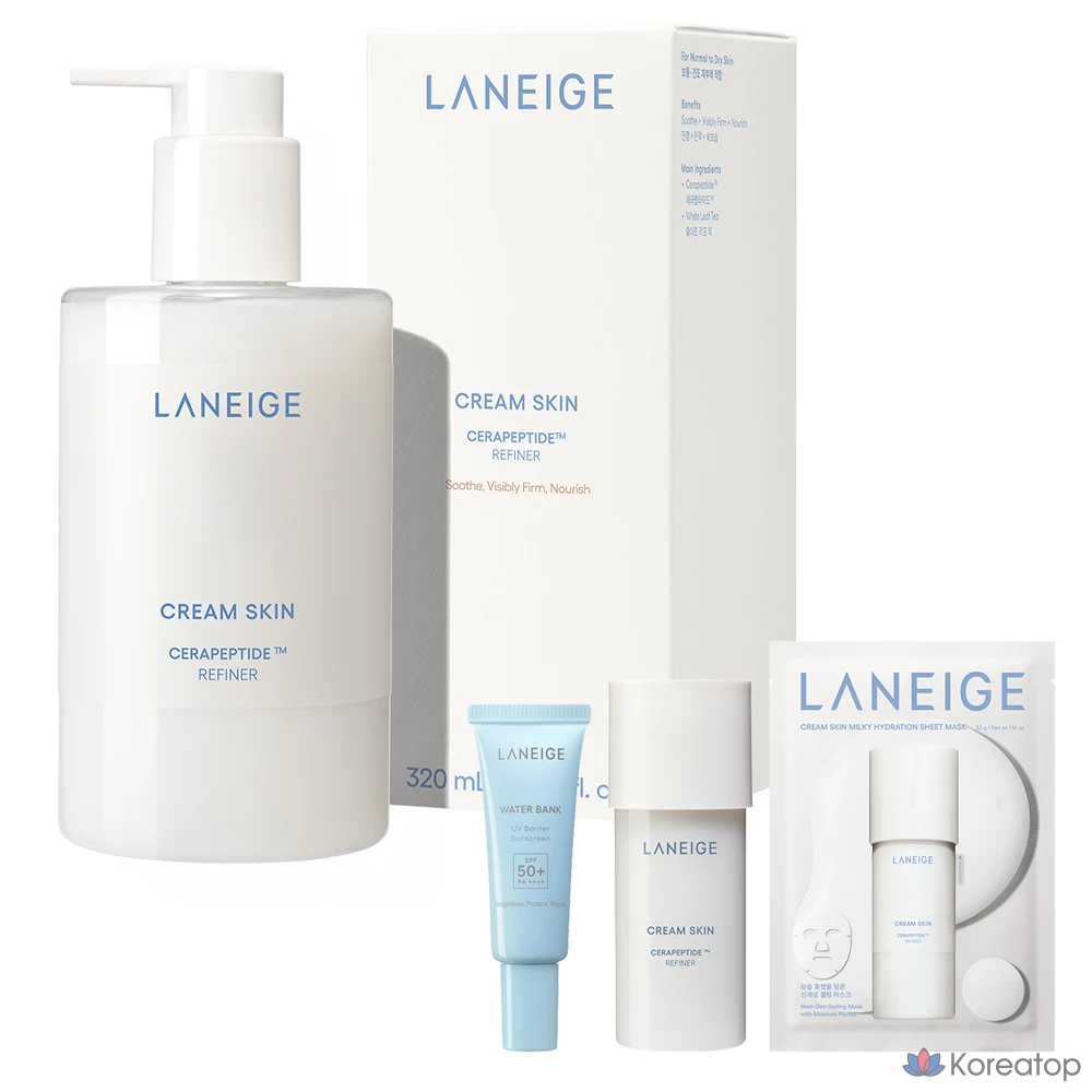 Набор для ухода LANEIGE Cream Skin (Toner 320 мл + UV Sun Cream 10 мл + Cream Skin 50 мл + Cream Skin Mask 1 шт.), 1 шт.