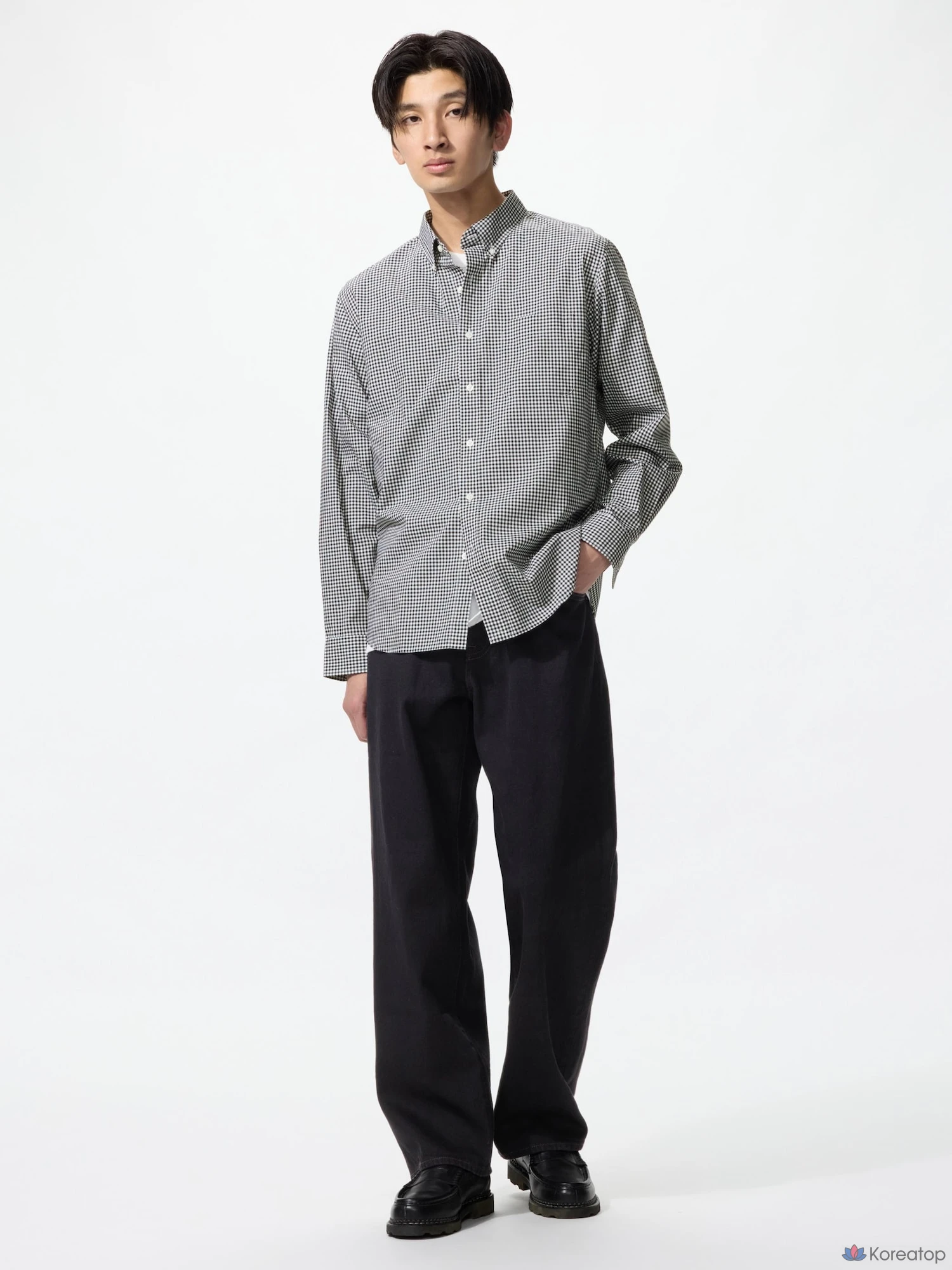 Рубашка Uniqlo Broadcloth Shirt Button-Down Collar Check A, фото 2