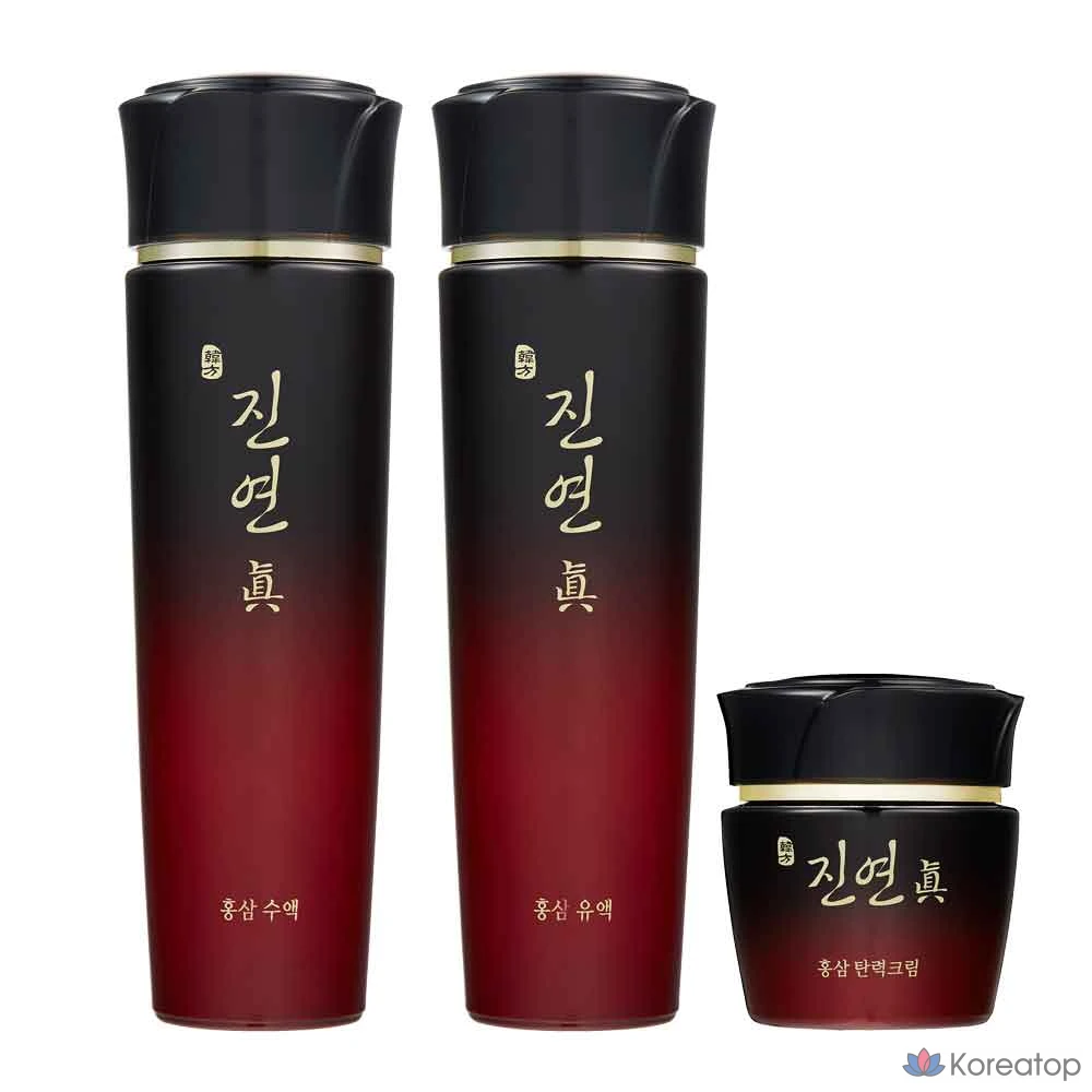 Набор для ухода Coreana Jinyeonjin 3-piece Set (Red Ginseng Milk + Water + Firming Cream + Shopping Bag), 1 шт.