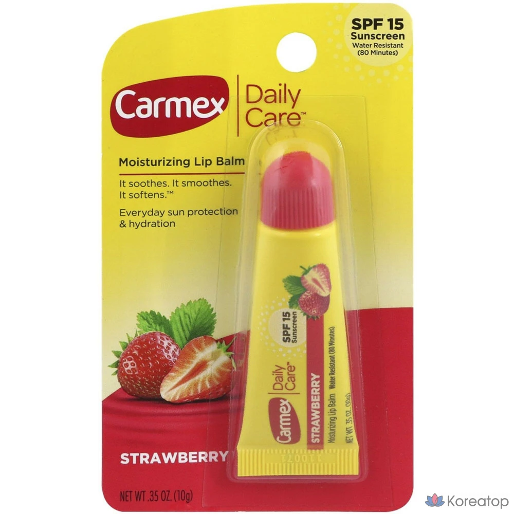 Бальзам для губ Carmex Daily Care Moisturizing Lip Balm Sun Protection & Hydration, оттенок Strawberry, 10 г, 1 шт.
