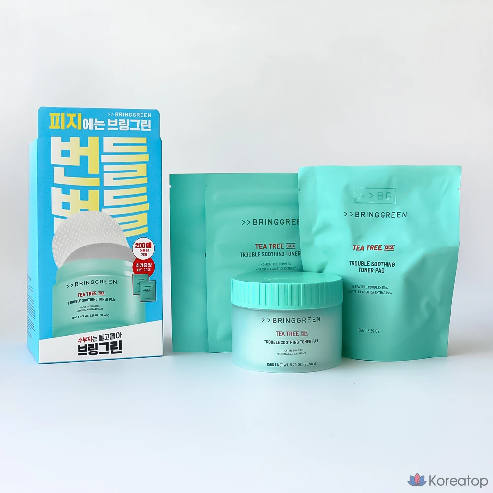 [1 шт.] Тонер-подушечка Bringlin Tea Tree Syka Trouble Soothing, 90 листов (заправка / порционное использование), 1 штука, 1 штука